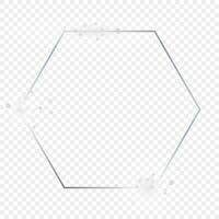 Silver glowing hexagon frame with sparkles vector