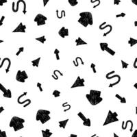 Seamless pattern with black hand drawn arrows vector
