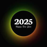 Happy new year 2025 inscription in circle light frame vector