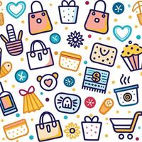shopping and gift items pattern with colorful icons vector