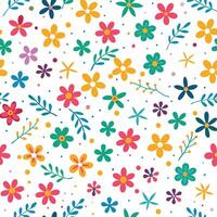floral seamless pattern with colorful flowers and leaves vector