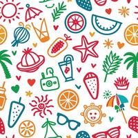 seamless pattern with summer icons vector