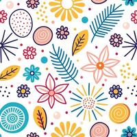 a colorful pattern with flowers and leaves vector