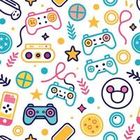 seamless pattern with game controllers and other items vector
