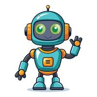 cartoon robot waving with hands up vector