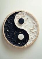 a yin yang symbol is shown on a white surface photo