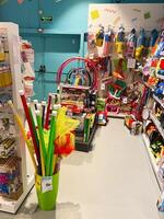 Kyiv, Ukraine - November 20, 2024 Colorful array of sports and leisure goods in a store aisle photo