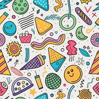 seamless pattern with colorful objects and symbols vector