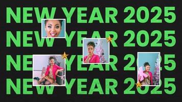 Black Green Simple New Year Facebook Cover Mobile template