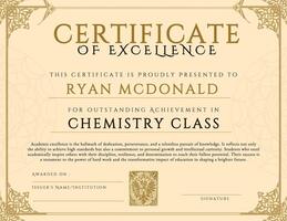 Swirl Modern Victorian Look Certificate of Excellence Design Template for University