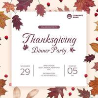 Company Invitation for Thanksgiving Dinner Party template