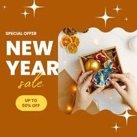 Orange New Year Sale Instagram Post template