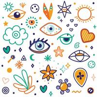 a colorful set of symbols and objects vector