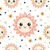a colorful flower and sun design with clouds and stars vector