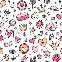 seamless pattern with cute icons and symbols vector