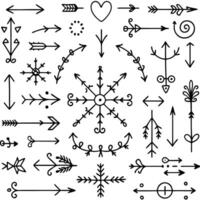 set of hand drawn arrows and arrows vector
