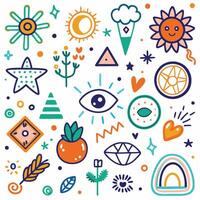 a colorful set of icons with various symbols vector