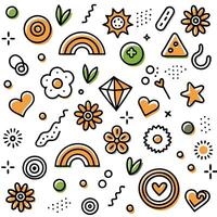 a colorful pattern with various objects and symbols vector