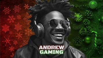 Green Red Christmas Themed Gaming Channel Youtube Banner template