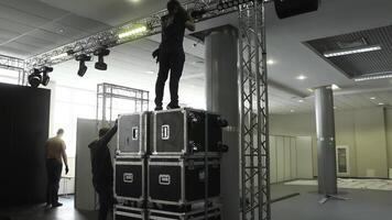 Currently, we are in the process of setting up mediarelated equipment at the event venue photo