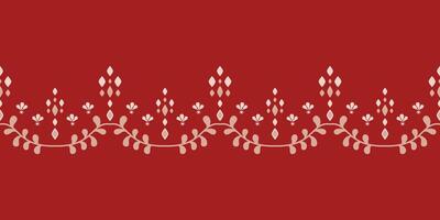 Elegantly Diamond Bling Scroll Line Border Decoration. Wine and Leaves Floral Pattern Seamless. Indian Style Textile Gold Embroidery on Deep Red Background. Inspired from Nature. vector