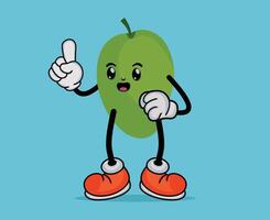 Mango Fruit Cartoon with Happy Expression or Mango Fruit Mascot with Arms and Legs vector