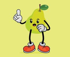 Pear Fruit Cartoon or Mascot Pear Fruit with Arms and Legs vector
