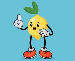 Lemon Fruit Cartoon Mascot with Happy Expression in Flat Cute Cartoon Style or Lemon Fruit Cartoon Mascot with Arms and Legs vector