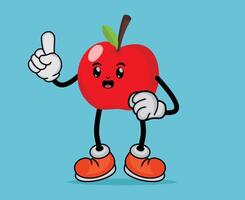 Apple Fruit Cartoon Mascot Waving Hand with Happy Expression with Arms and Legs vector