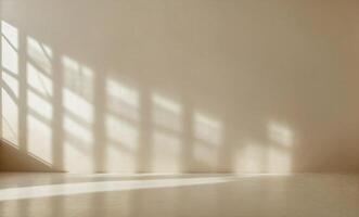 An empty room with sunlight shining through the windows photo