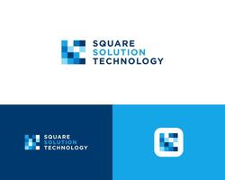 Square Pixel Digital Arrow Stock Market Solution Technology Modern Logo Design Illustration vector