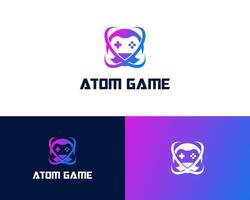 Gamepad Joystick Game Controller Console Gaming Orbit Atom Sphere Logo Design Illustration vector