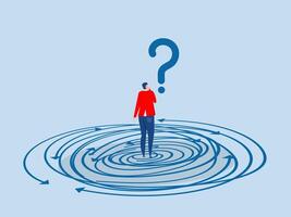 man standing and Confusion People with Navigation Arrows and Mark Questions dilemma and options confusion concept flat vector