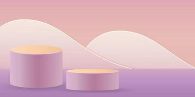 3d podium for product display horizontal banner illustration design vector