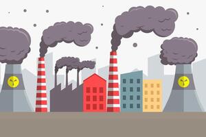 air pollution illustration in flat style design with chimney vector