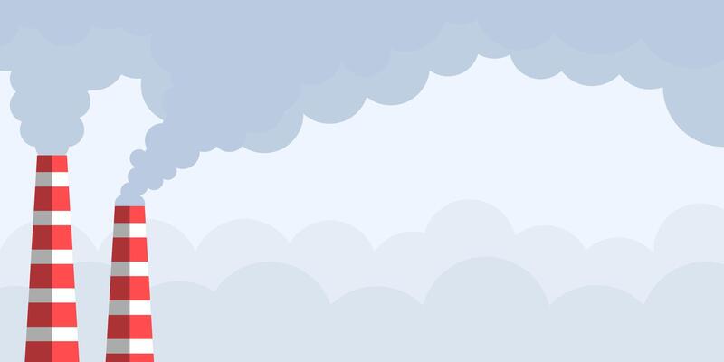chimney emits air pollution illustration horizontal banner