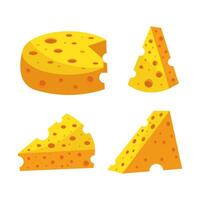 collection Cheese slices illustration in flat style design vector