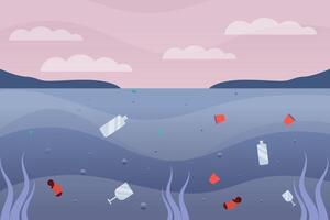 water pollution illustration design in gradient style vector