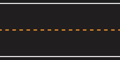Asphalt straight road dashed line marking top aerial view seamless empty. Editable Stroke. vector