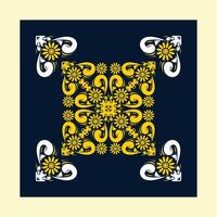 a square with a yellow flower and the word h on it vector