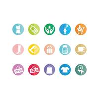 A set of colorful icons that include a shopping cart, a phone, and a wallet vector