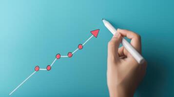 Businessman analyzing investment charts on a virtual screen. Stock market concept. photo