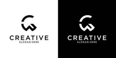 GW or WG initial letter logo design concept vector