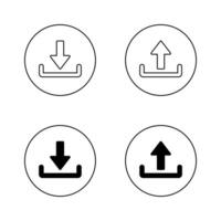 Download and upload icon on circle line. Downloading and uploading sign symbol vector