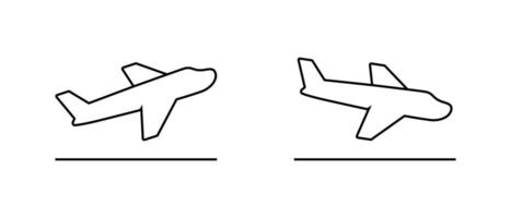 Departure and arrival airplane outline icon. Take off and landing plane line sign symbol. Flight concept vector
