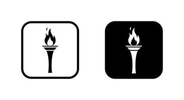 Fire torch icon on black square vector