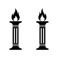Fire pillar icon. Burning torch flame sign symbol vector