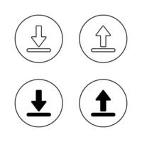 Download and upload icon set on circle line vector