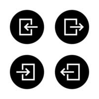 Login and logout icon on black circle. Enter and exit sign symbol vector