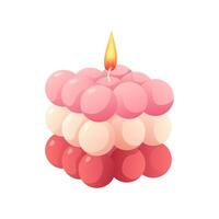 Figured candle in the form of cube. Gift candle for valentine's day. isolated illustration vector